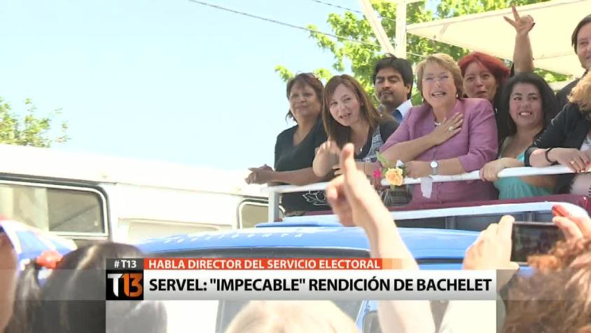 [T13] Director del Servel califica rendición de campaña de Bachelet como “impecable”