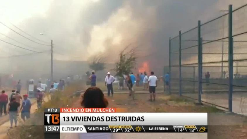 [T13 Tarde] Incendio en Mulchén destruye 13 viviendas