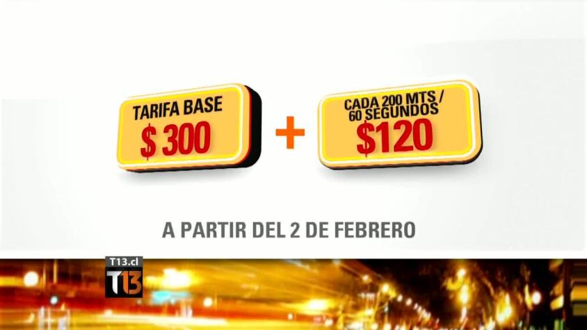 [T13] Desde febrero los taxis bajarán sus tarifas en 10 pesos por 200 metros recorridos