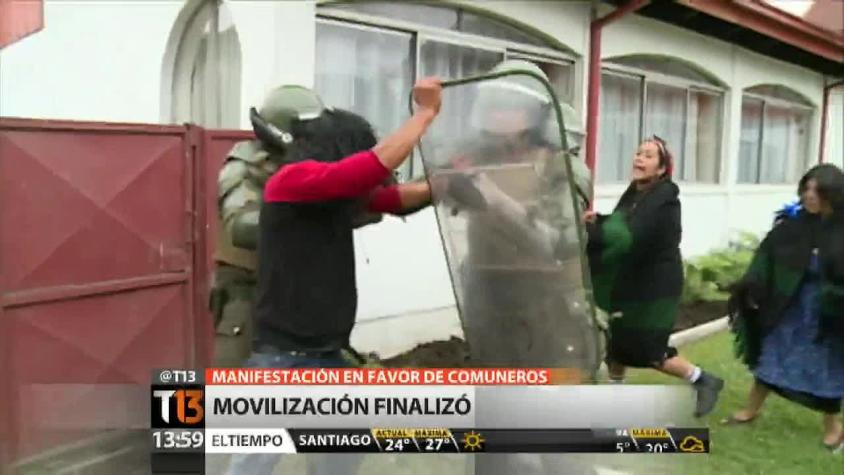 [T13 Tarde] Con detenidos culmina marcha a favor de comunidades mapuche