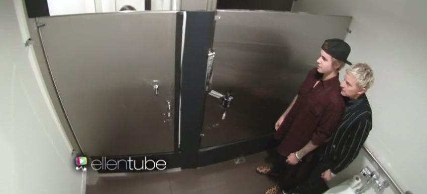 [VIDEO] Justin Bieber y Ellen DeGeneres protagonizan cámara indiscreta en un baño