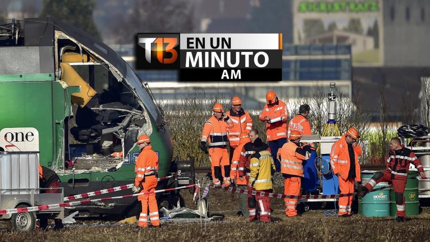 [VIDEO] #T13enunminuto: Al menos cinco heridos deja choque de trenes en Suiza