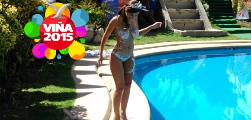 VIDEO: Así fue el “piscinazo” de Jhendelyn Núñez, la reina de Viña 2015