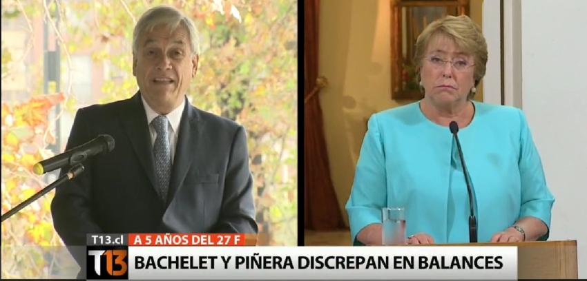 27F: Los dispares discursos de Michelle Bachelet y Sebastián Piñera