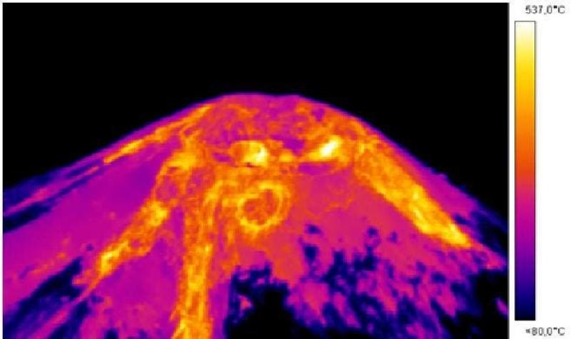 Sernageomin capta una imagen térmica de volcán Villarrica