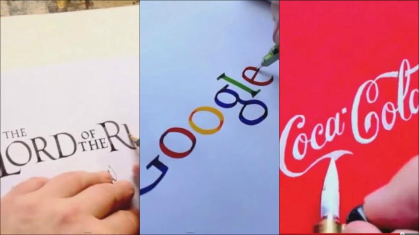 [VIDEO] Artista dibuja famosos logos a mano alzada
