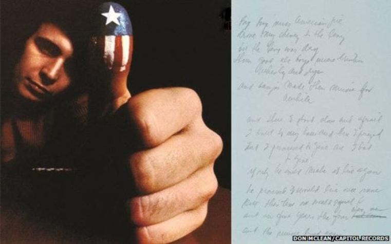 Subastan manuscrito original de canción American Pie por US$1,2 millones