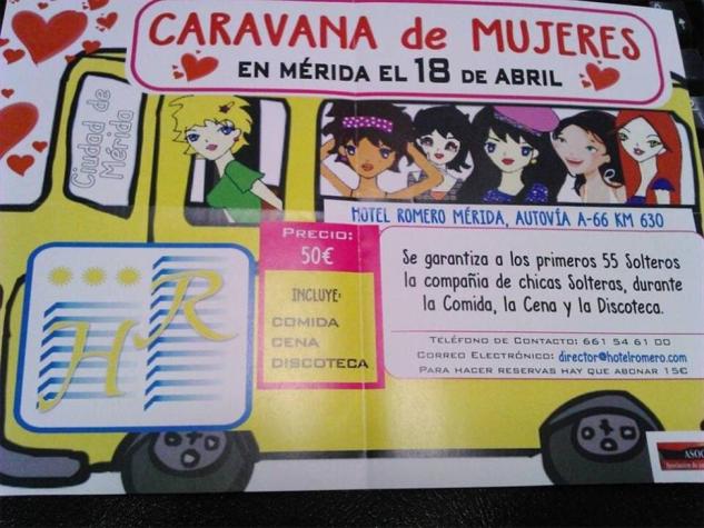 Polémica en España por "caravana de mujeres" para una fiesta con solteros