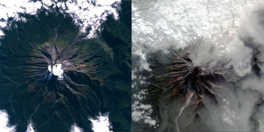 [FOTO] El antes y después del volcán Calbuco, desde vista satelital