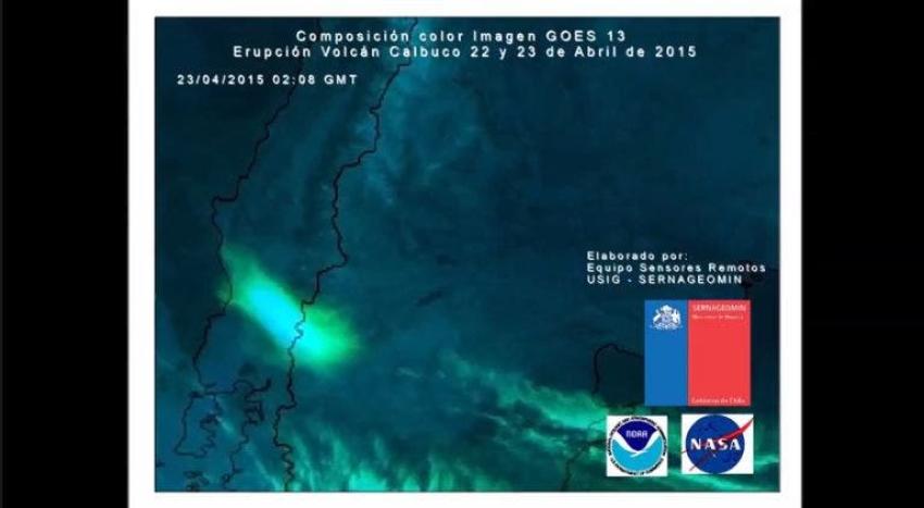 [VIDEO] Imagen satelital capta en infrarrojo el momento la erupción del Calbuco