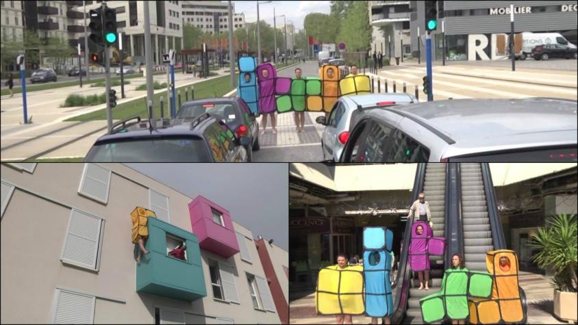 [VIDEO] Tetris humano hace de las suyas en calles de Francia