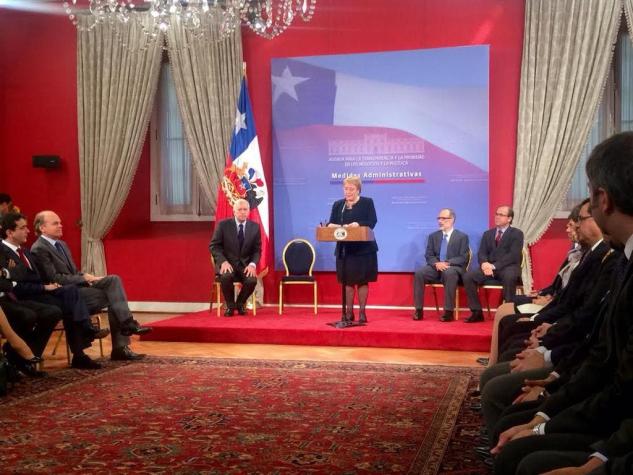 Bachelet informa estado de avance de medidas de transparencia y probidad