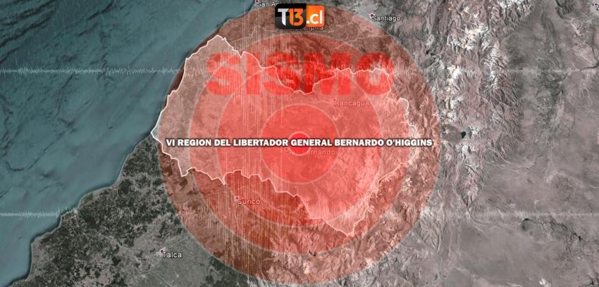 Se percibe sismo de menor intensidad en regiones de Valparaíso, O´Higgins y Maule