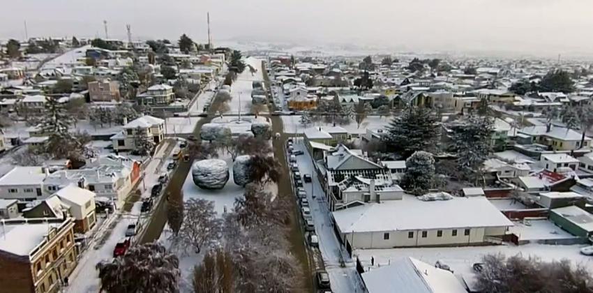 [VIDEO] Así luce Punta Arenas nevada desde un dron
