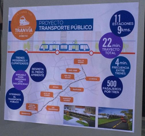 Transportes lanza proyecto de tranvía en zona oriente de Santiago