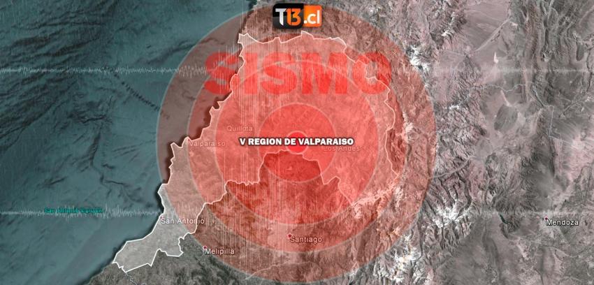 Sismo 4,2 Richter afecta a la Región de Valparaíso