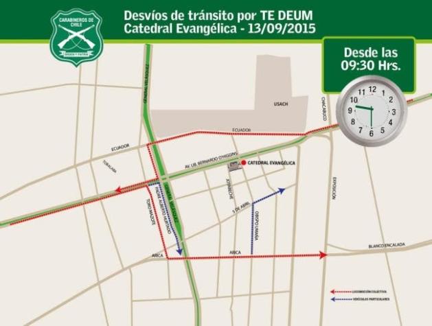 Carabineros implementa desvíos de tránsito en Alameda por Tedeum evangélico