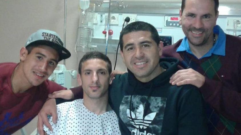 Juan Román Riquelme visitó en la clínica a jugador que fracturó Carlos Tevez
