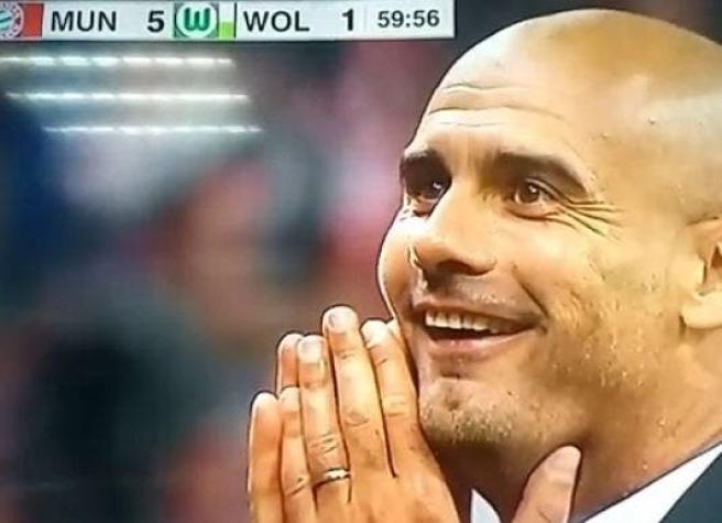 [VIDEO] ¡No lo podía creer! La reacción de Guardiola tras los 5 goles de Lewandowski