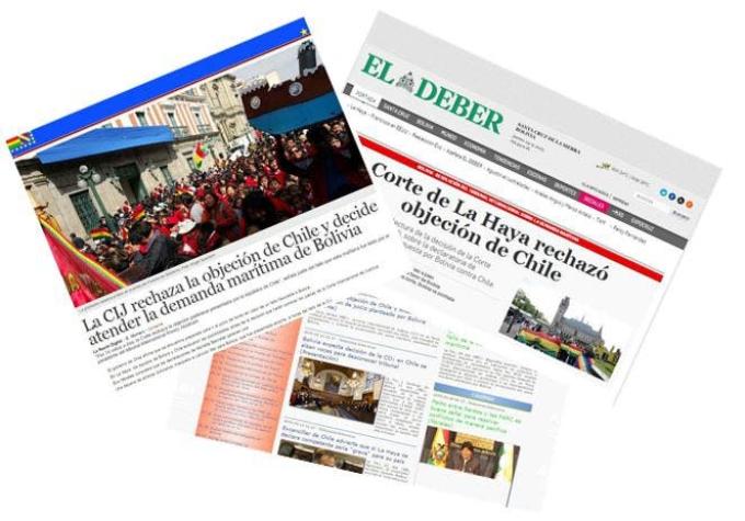 Medios bolivianos celebran fallo de La Haya en rechazo a objeción de Chile