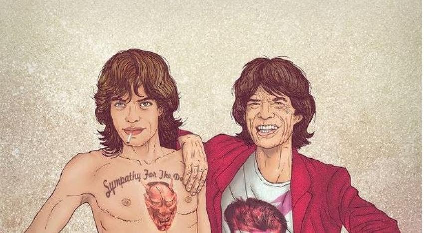En fotos: el encuentro entre el Jagger actual y su joven yo
