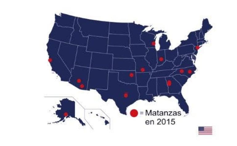 Mapa de las matanzas de Estados Unidos en 2015