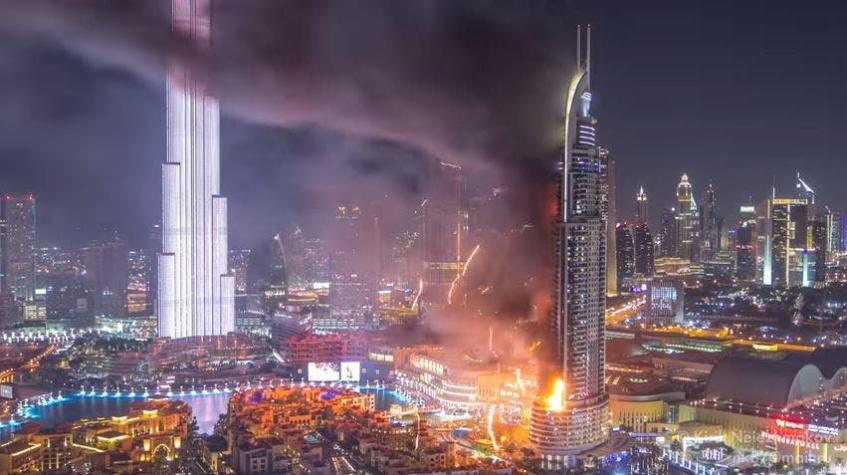 [VIDEO] Time lapse muestra el gran incendio que afectó a hotel de lujo de Dubái en Año Nuevo