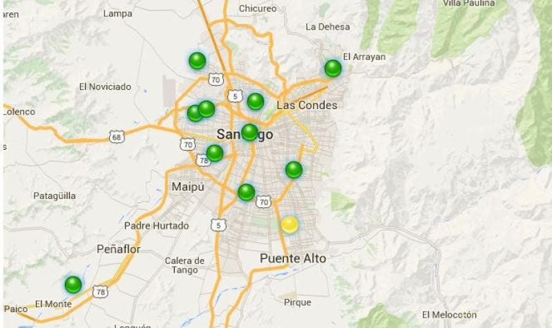 [MAPA] Sólo una comuna de Santiago registra calidad "regular" del aire