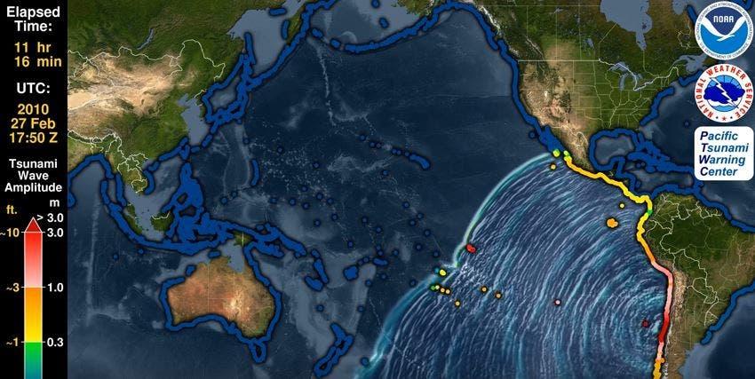 Centro de Alerta de Tsunamis del Pacífico publica un nueva animación del 27F en su sexto aniversario