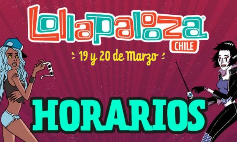 Estos son los horarios de la sexta versión de Lollapalooza Chile