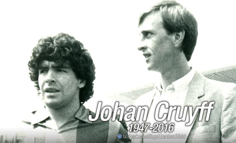 Lionel Messi y Diego Maradona rinden sentido homenaje a Johan Cruyff
