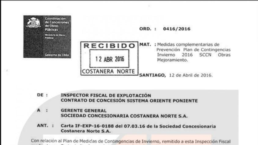 Revisa el oficio que advirtió a Costanera Norte sobre posible colapso del Mapocho