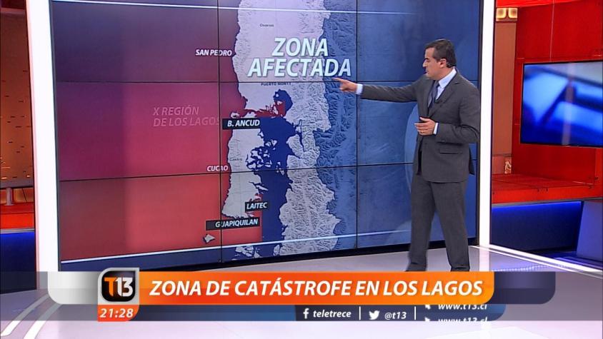 Zona de catástrofe en Los Lagos: El mapa que muestra las áreas afectadas con marea roja