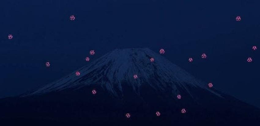 Mira este hermoso baile de drones luminosos frente al Monte Fuji