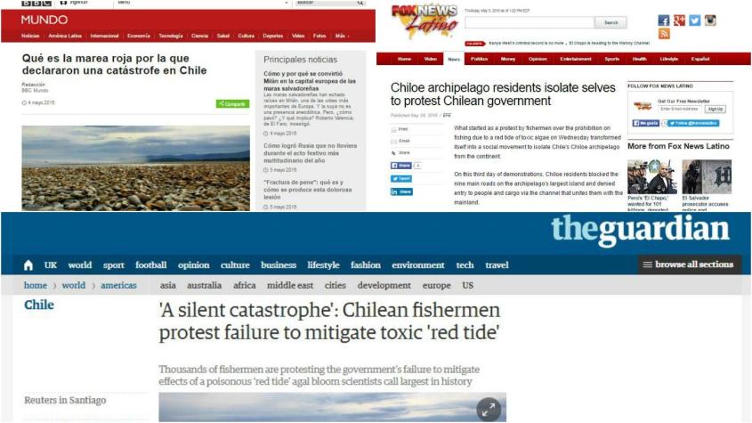 Los medios internacionales reaccionan a la "catástrofe" de la marea roja en Chiloé