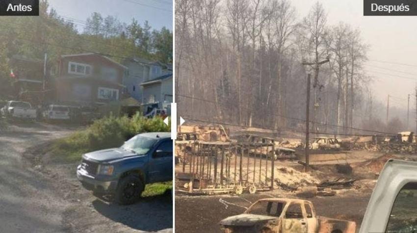 [INTERACTIVO] El antes y el después de la ciudad canadiense que consumió el fuego