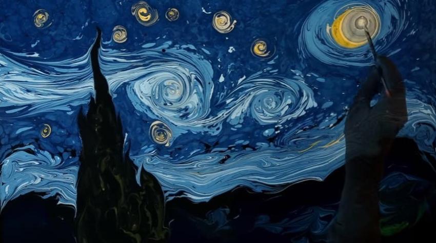[VIDEO] Artista crea increíbles reproducciones de cuadros de Van Gogh solo con agua y pintura
