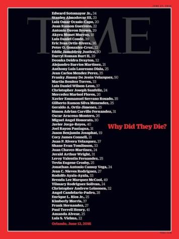 Impactante portada de la revista TIME en honor a las víctimas del tiroteo en Orlando