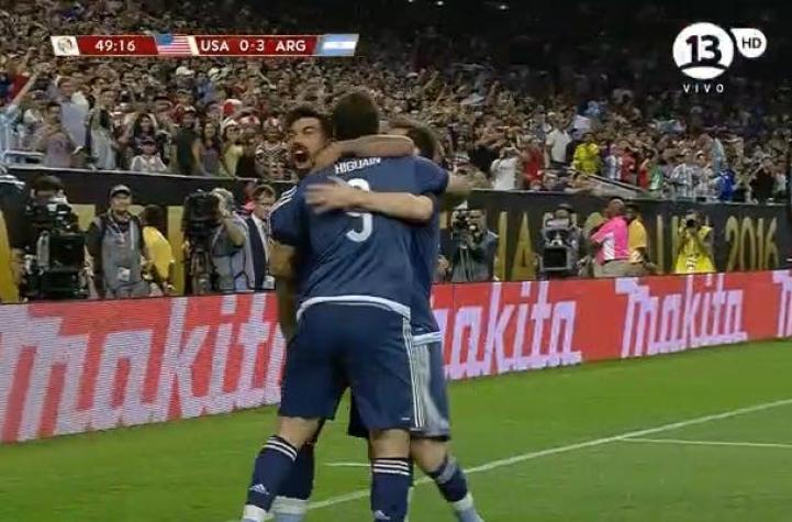 [VIDEO] Gonzalo Higuaín marca el 3-0 de Argentina sobre EE.UU. en Copa América Centenario