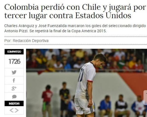 El análisis de la prensa colombiana: "Una dormida Colombia lo paga caro contra Chile"