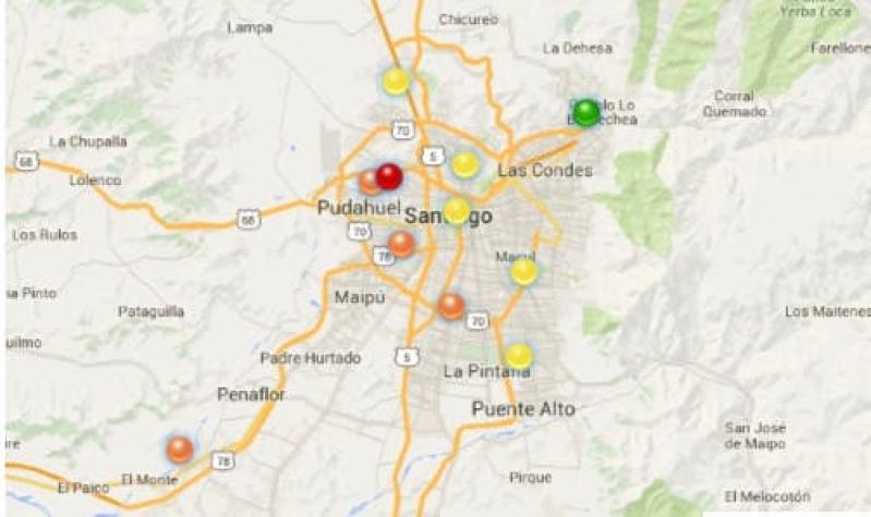 Emergencia Ambiental: Conoce hora a hora el mapa de la calidad del aire en Santiago