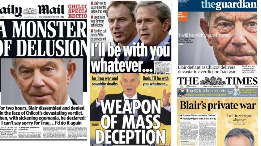 Informe Chilcot: Las duras portadas en Reino Unido contra Tony Blair