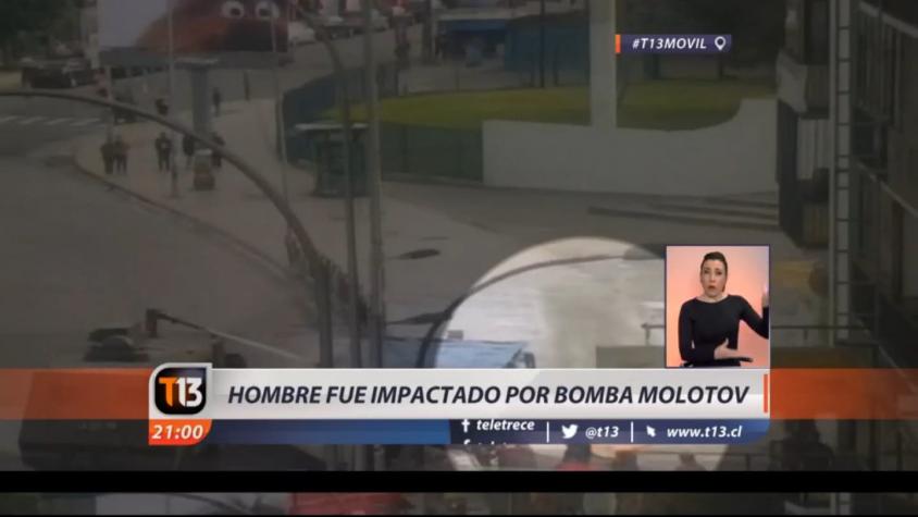 [VIDEO] Hombre es impactado por bomba Molotov