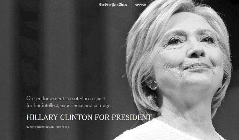 El New York Times otorga su apoyo a Hillary Clinton