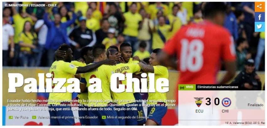 "Lo hizo Tri-zas": las portadas del mundo destacan la contundente derrota de Chile ante Ecuador