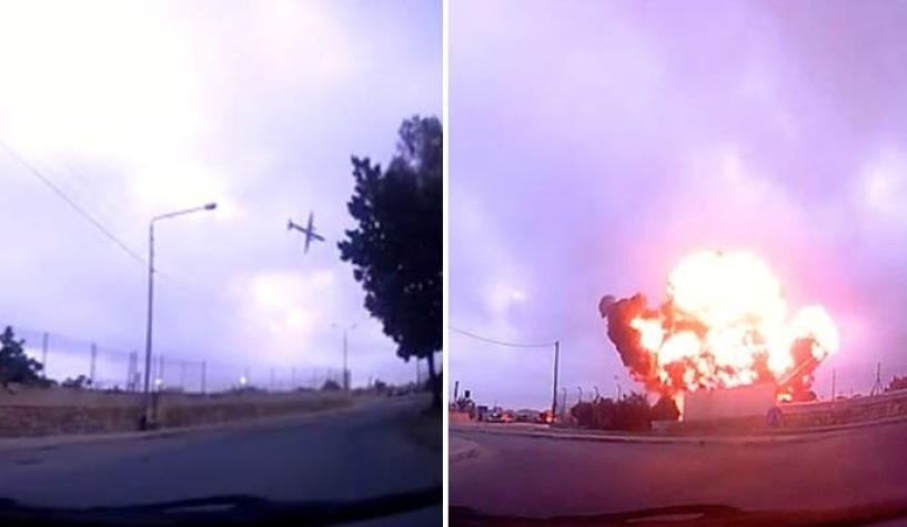 [VIDEO] Automovilista graba la caída de un avión en Malta