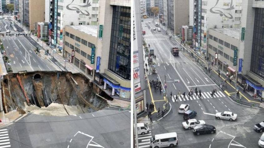 Cómo los japoneses repararon en sólo dos días el enorme socavón que se había tragado una avenida