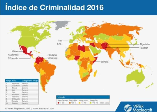 Los 6 países de América Latina que están entre los 13 con peores índices de criminalidad en el mundo