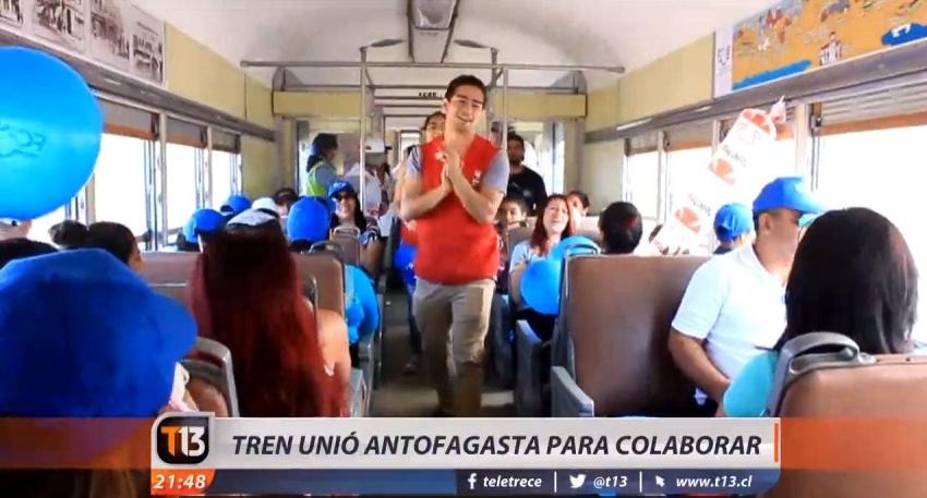 [VIDEO] Teletón 2016: tren de Antofagasta traslada a gente para colaborar