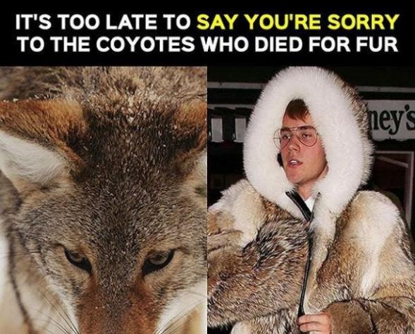 PETA se cansa de Justin Bieber por vestir un abrigo de pieles